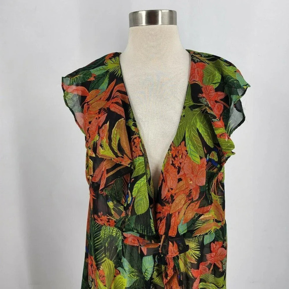 Live 4 Truth Women's Jungle Floral Ruffle‎ Tie Front Swim Cover Up Size 1X - Picture 5 of 11